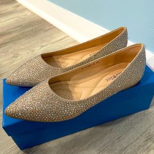 La Rosa Rose Champagne sparkly rhinestone flats